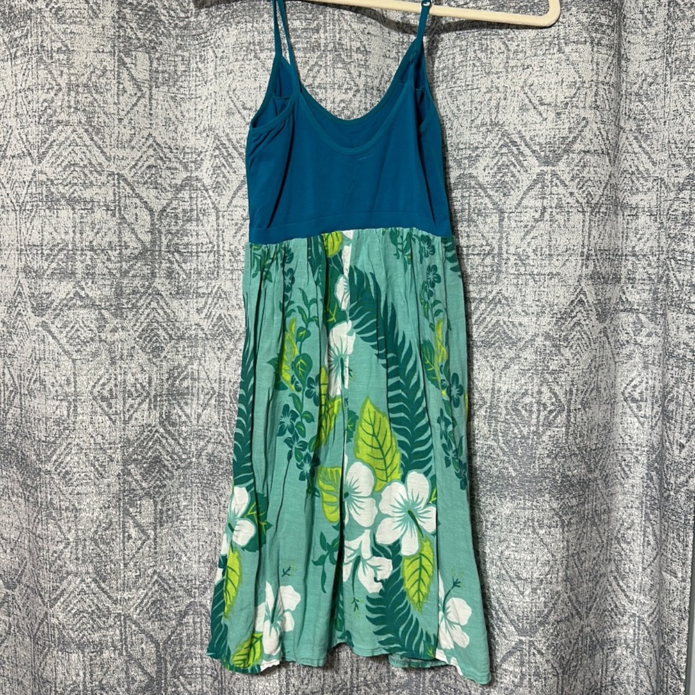 Floral Teal and Green Mini Dress - Picture 4 of 4